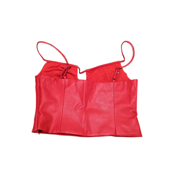 WAYF Giselle Faux Leather Crop Camisole in Red Sz XS - Picture 10 of 11